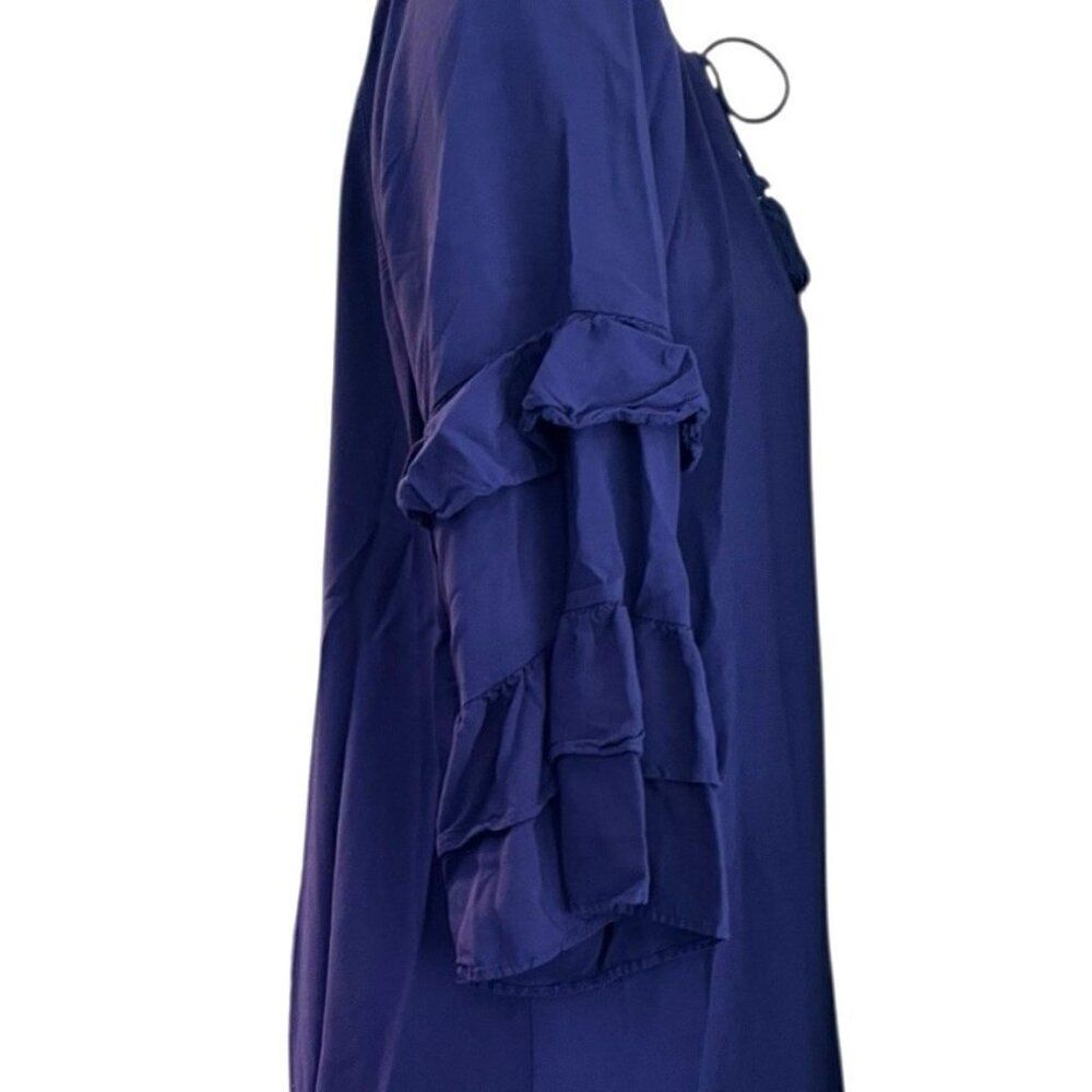 Simply Southern Large Blue Purple Shift Dress Elephant Embroidery Ruffle Sleeves - Picture 6 of 10